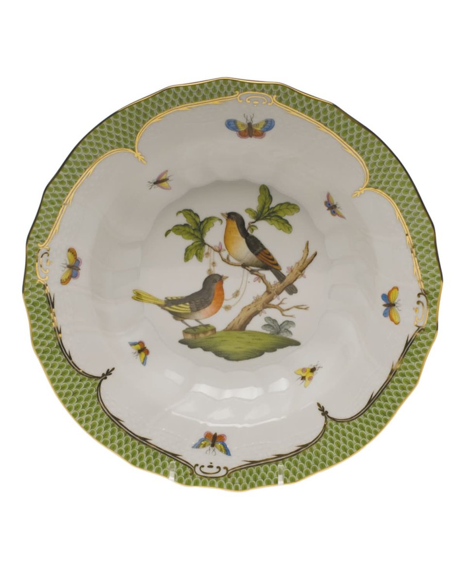 Rothschild Bird Green Motif 08 Rim Soup Bowl