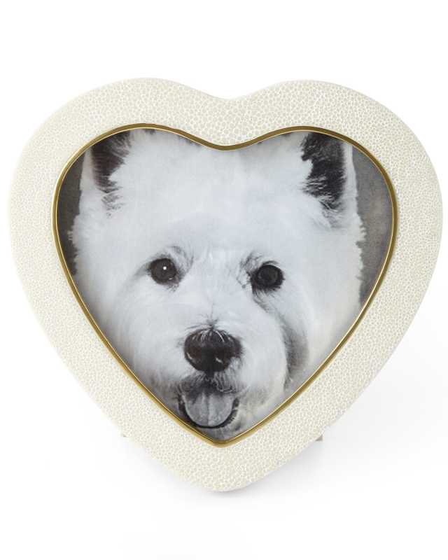 Cream Faux Shagreen Heart Picture Frame