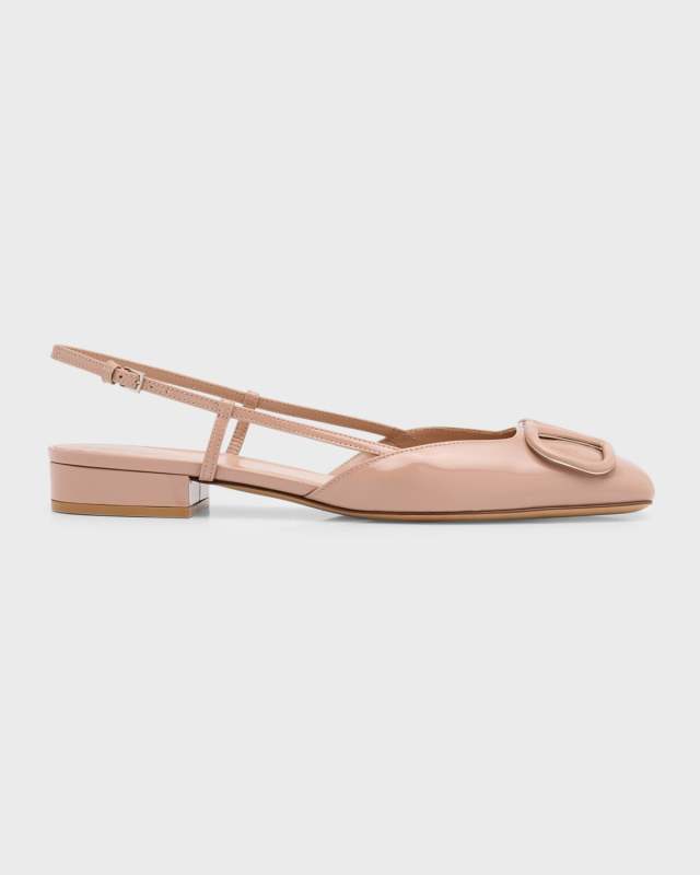 VLogo Patent Slingback Ballerina Flats