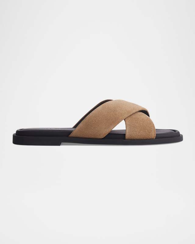 Geo Suede Crisscross Slide Sandals
