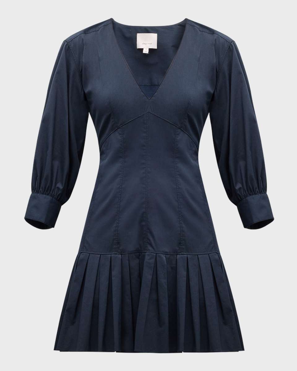 Sawyer V-Neck Pleated-Hem Mini Dress