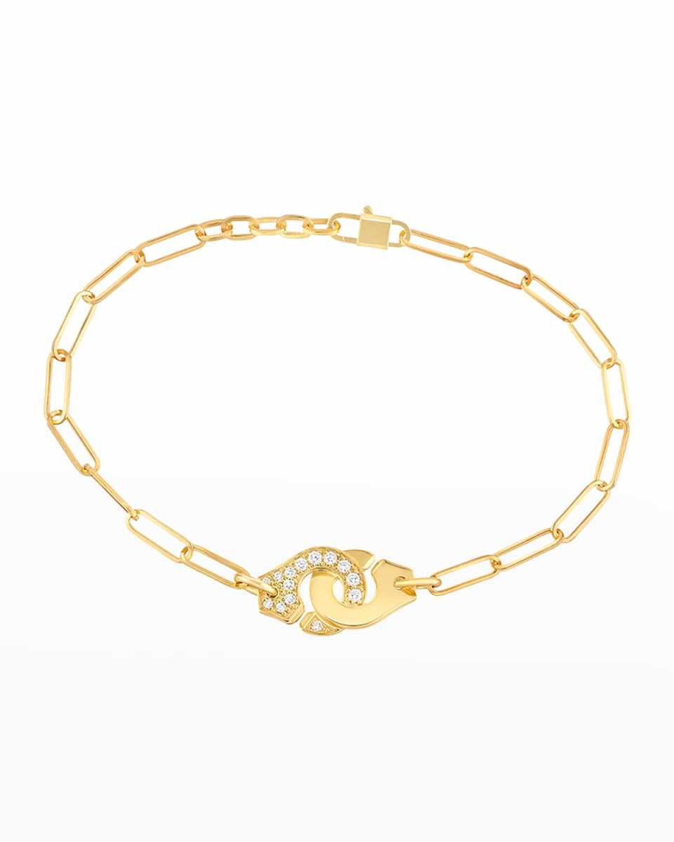 Yellow Gold Menottes R10 Medium One-Side Diamond Bracelet