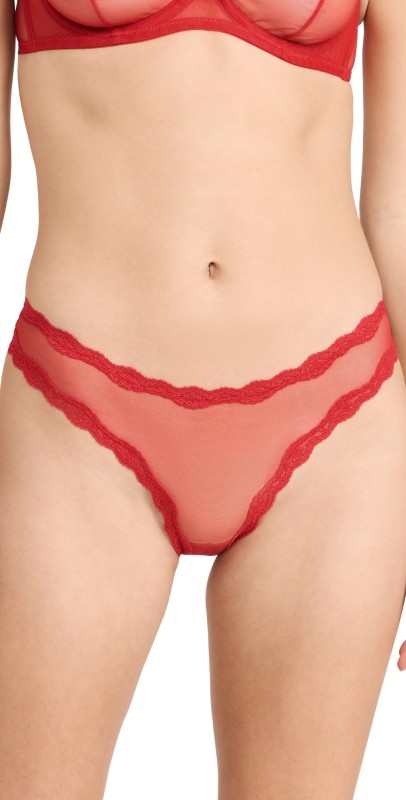 Fleur du Mal Sheer Tulle Thong Rouge