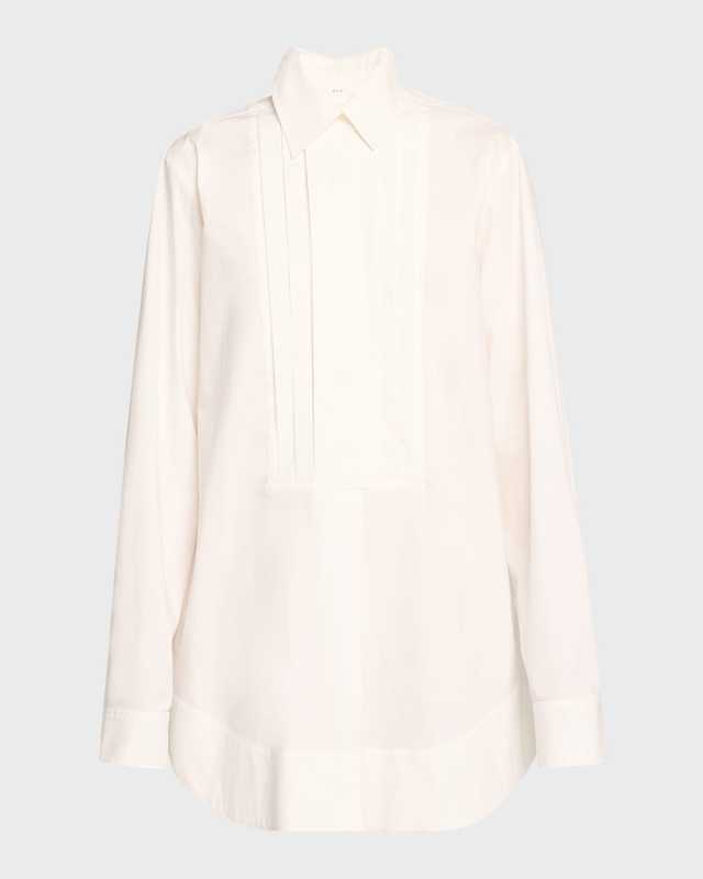 Fallen Pleated Cotton Shirtdress