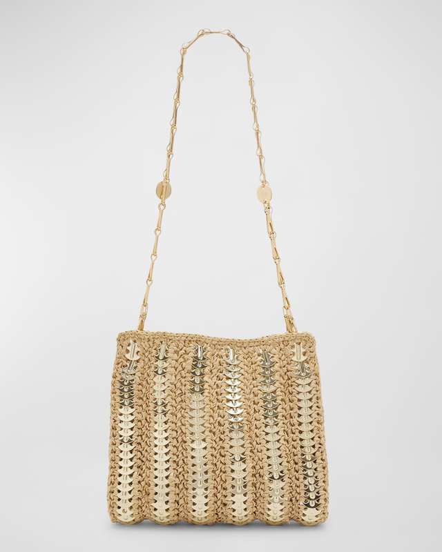 Sac Disc-Link Raffia Shoulder Bag