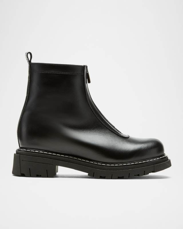 Deon Leather Zip-Up Ankle Booties