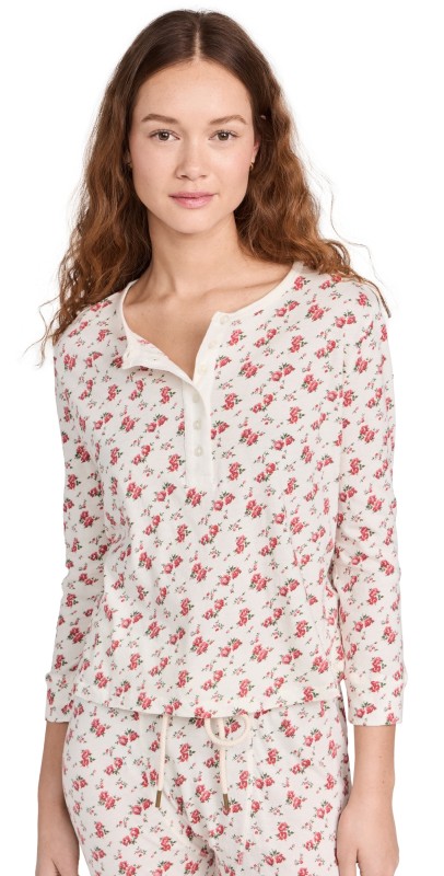 THE GREAT. The Crop Sleep Henley Teatime Rose Print