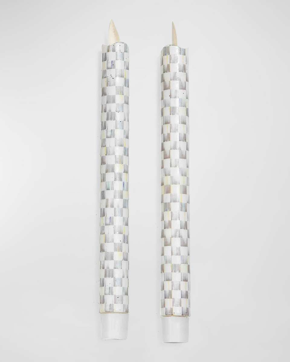 Sterling Check Flicker Taper Candles, Set of 2