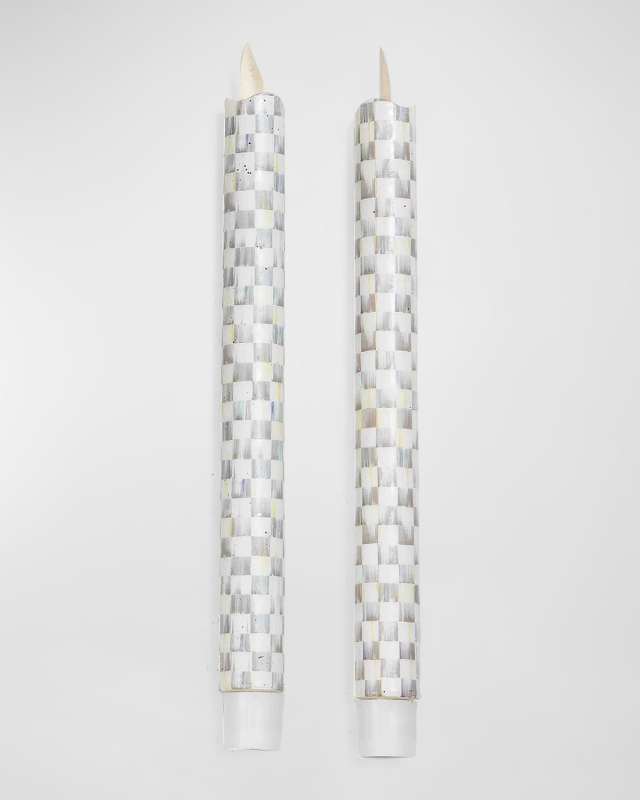 Sterling Check Flicker Taper Candles, Set of 2