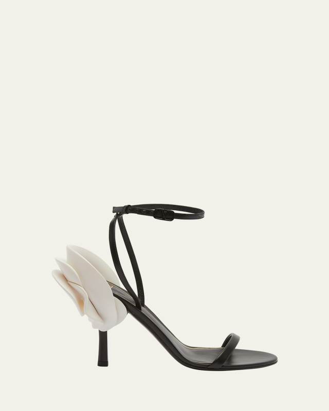 Rose Leather Ankle-Strap Sandals