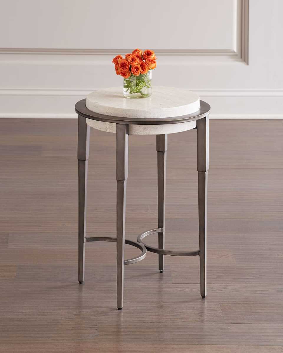 Barclay Round Travertine Drink Tab