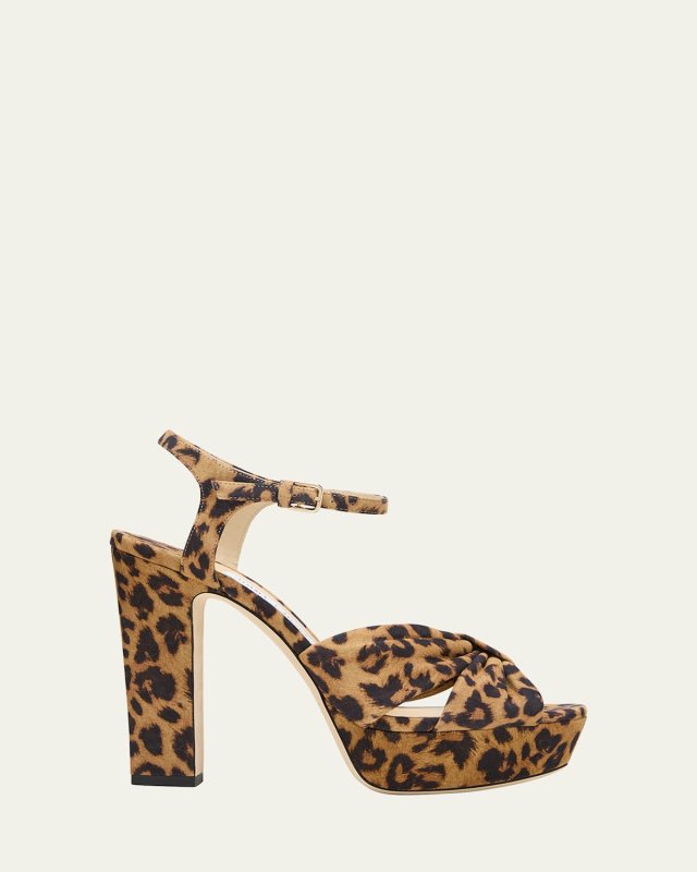Heloise Leopard Ankle-Strap Platform Sandals