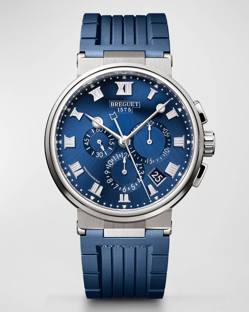 42mm Marine Chronograph Watch with Rubber Strap