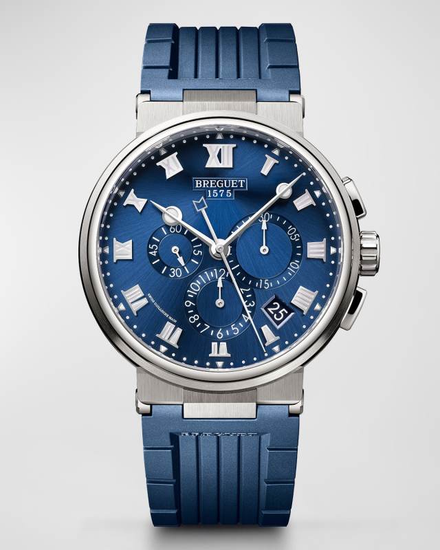 42mm Marine Chronograph Watch with Rubber Strap