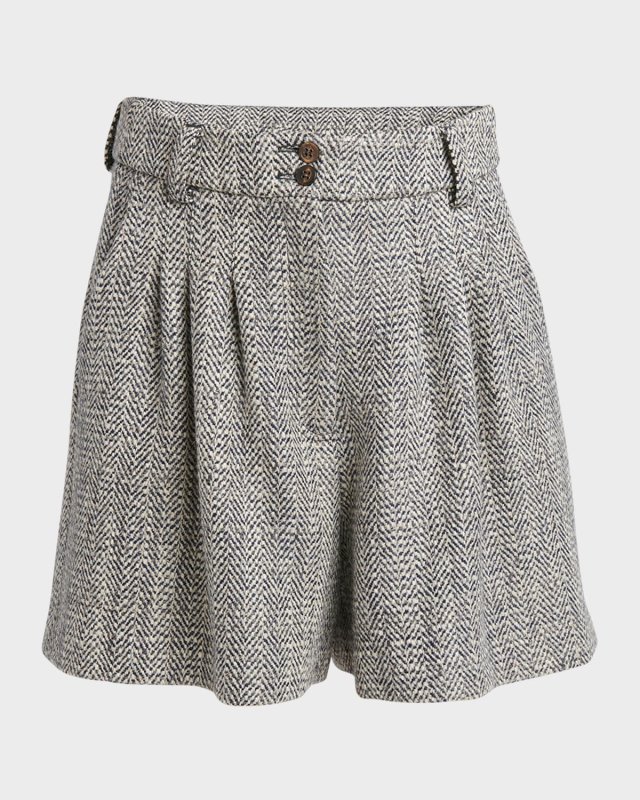 Journey Pleated Herringbone Shorts