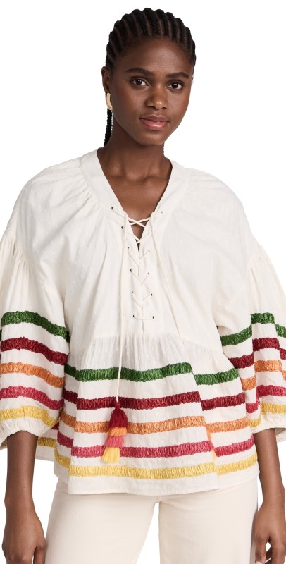 Chufy Liberty Embroidered Blouse Trippy Off-White