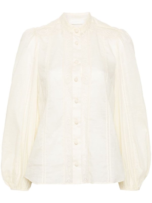 Halliday lace-trim cotton shirt