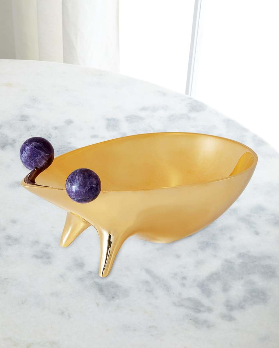 Brass & Amethyst Frog Bowl