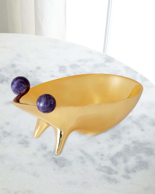 Brass & Amethyst Frog Bowl