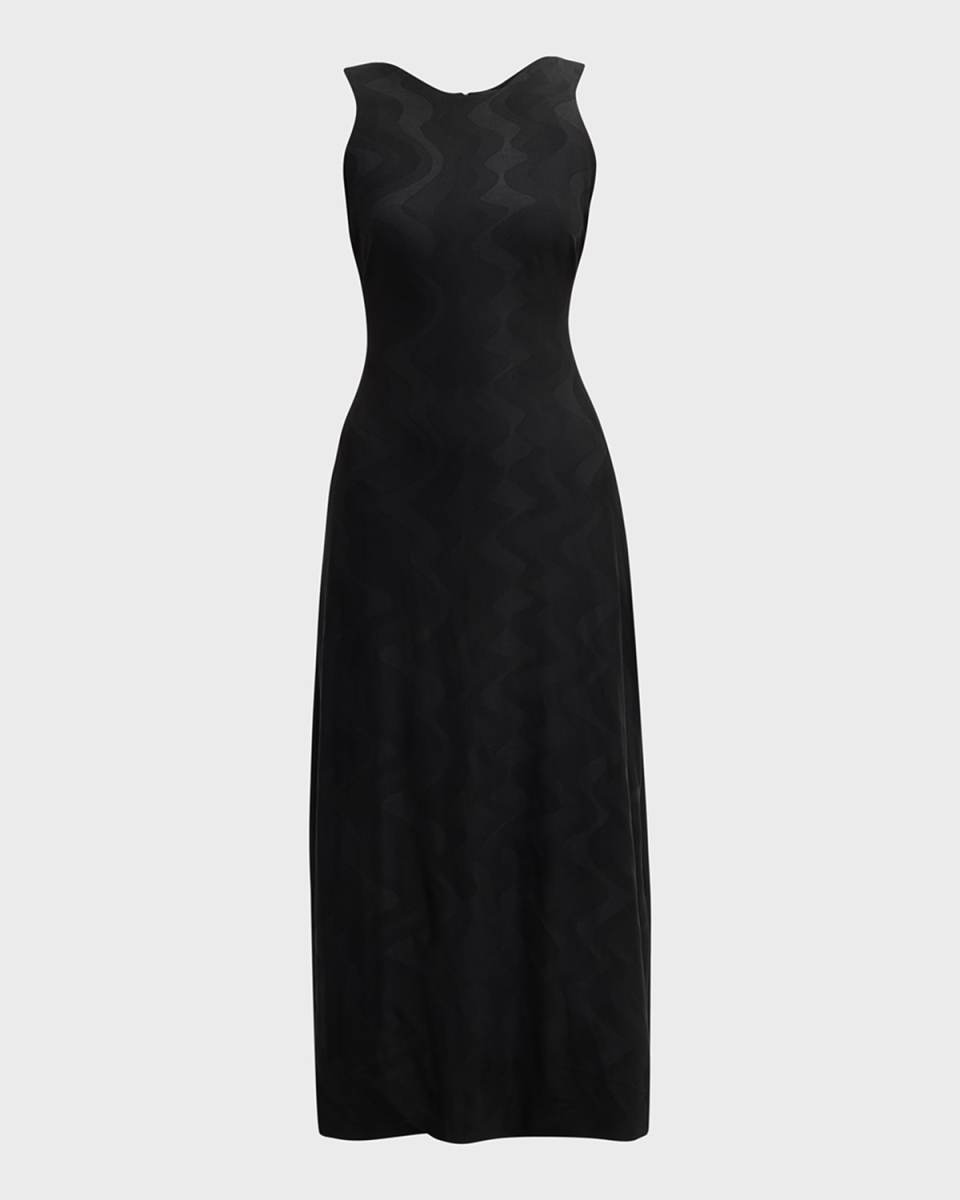 Wave Jersey Jacquard Sleeveless Maxi Dress