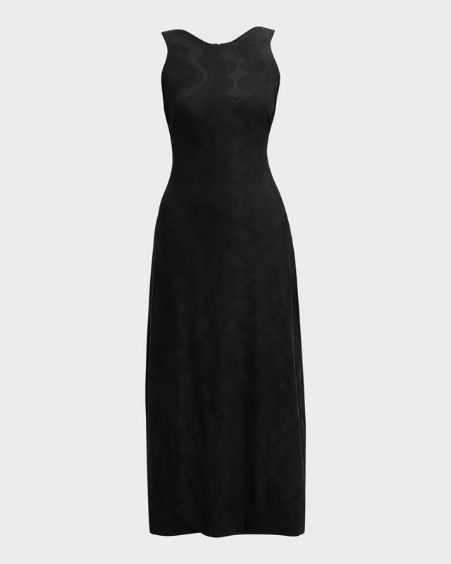 Wave Jersey Jacquard Sleeveless Maxi Dress