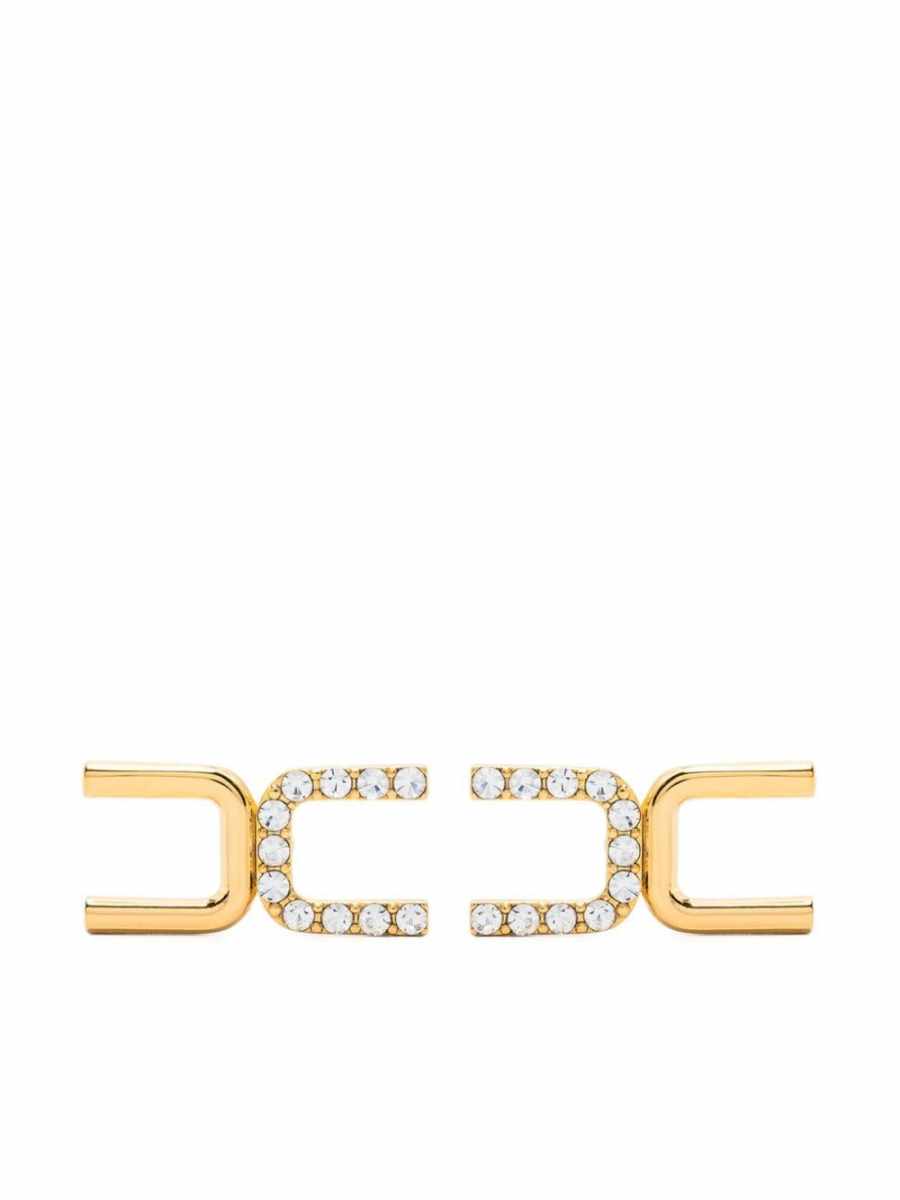 crystal-embellished logo-stud earrings