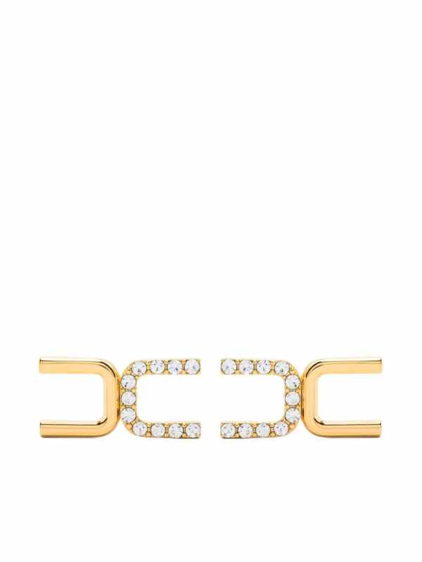 crystal-embellished logo-stud earrings