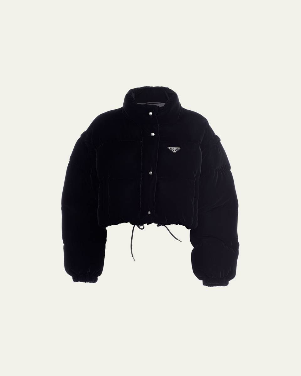Convertible Cropped Velvet Down Jacket