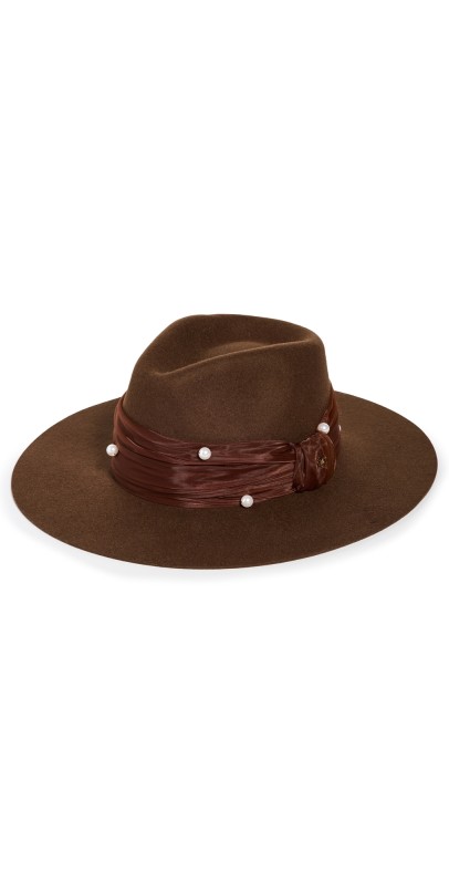 Lele Sadoughi Farrah Wool Rancher Hat Walnut