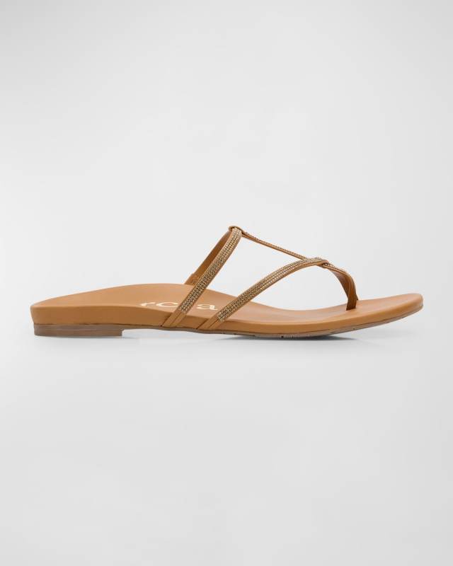 Belisa Embellished T-Strap Slide Sandals