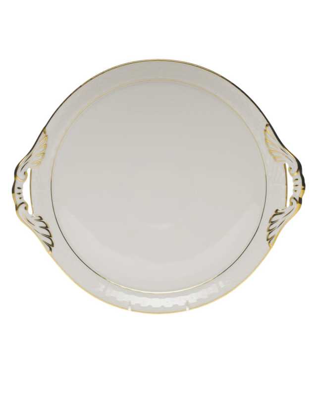 Golden Edge Round Tray with Handles