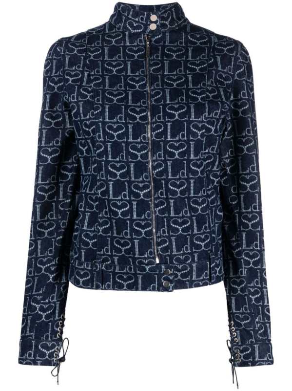 monogram-print denim jacket