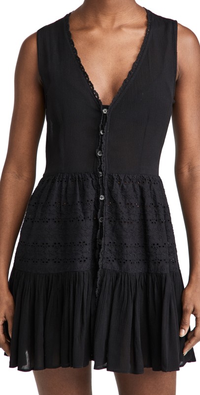 Playa Lucila Eyelet Mini Dress Black