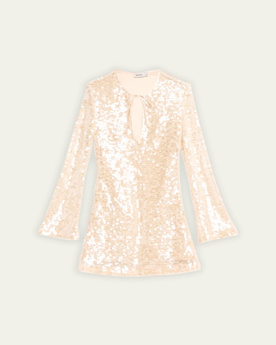 Kari Sequined Long-Sleeve Mini Dress