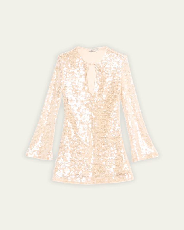 Kari Sequined Long-Sleeve Mini Dress