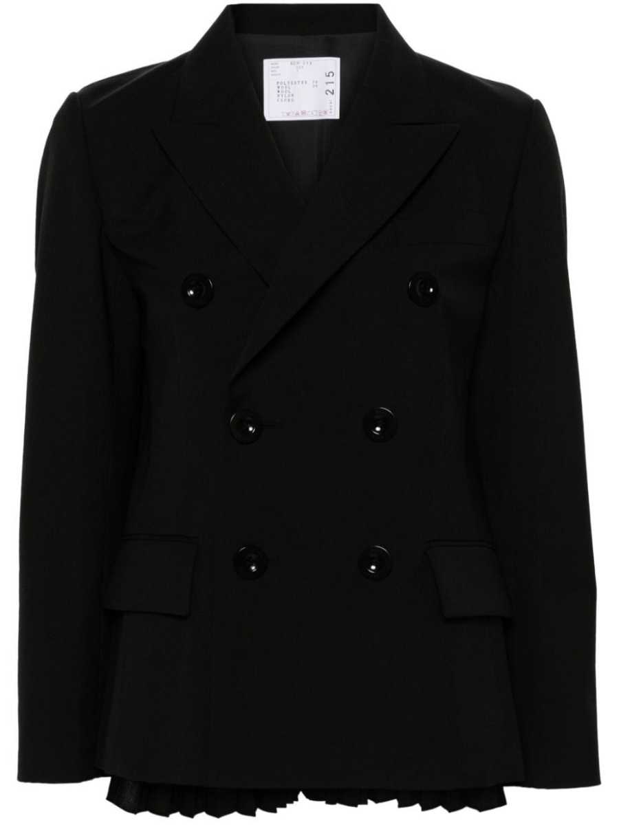 pleat-detail double-breasted blazer