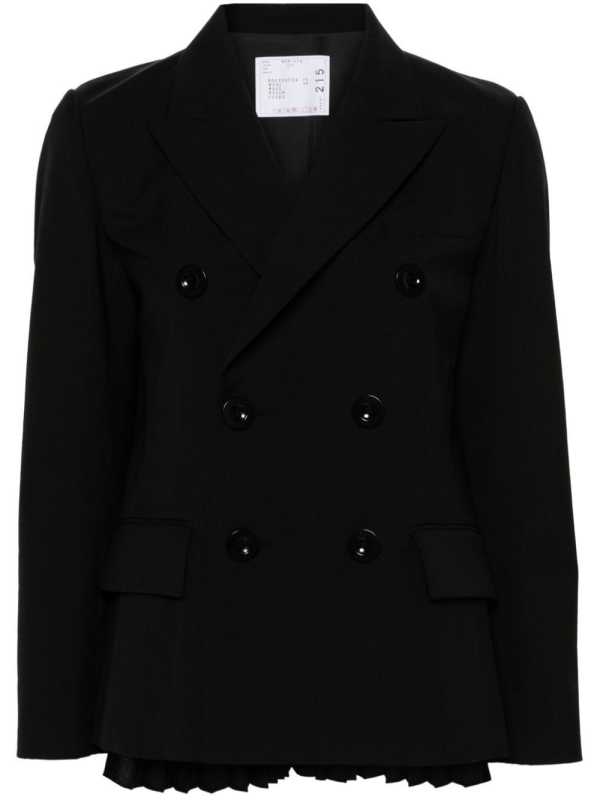 pleat-detail double-breasted blazer