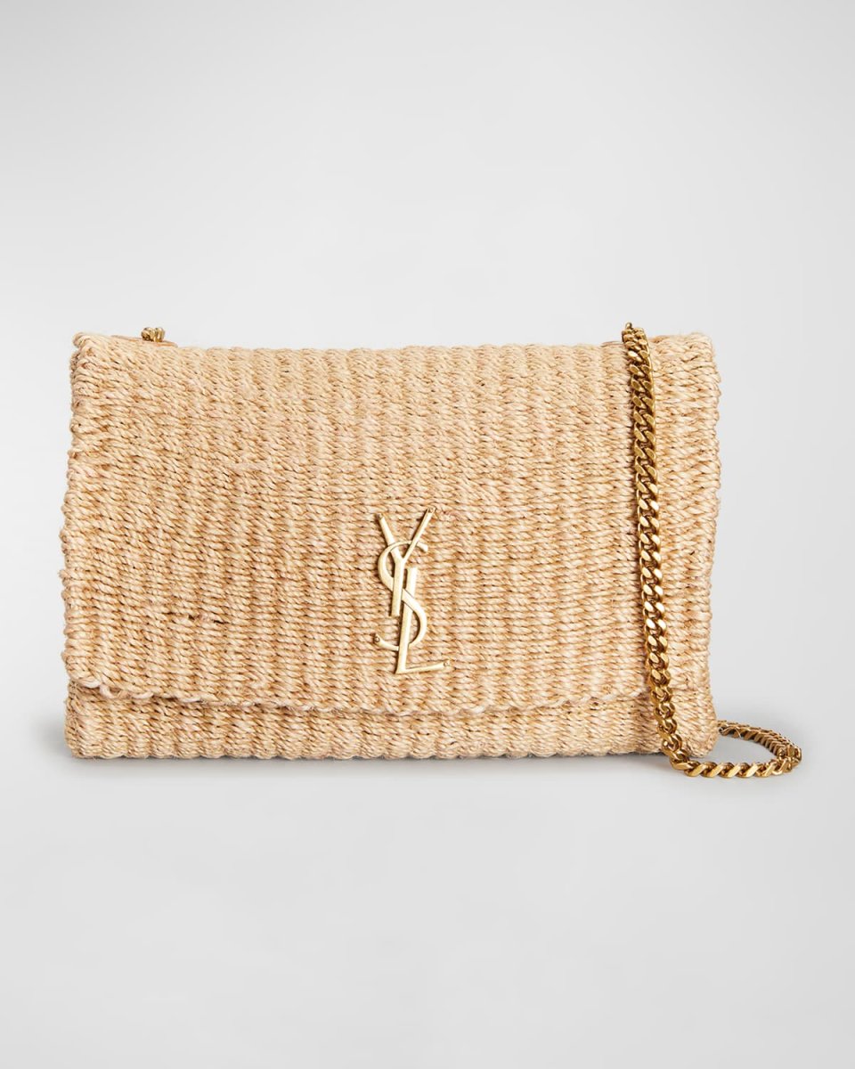Kate Medium YSL Crossbody Bag in Raffia