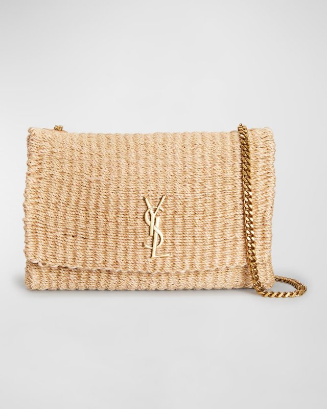 Kate Medium YSL Crossbody Bag in Raffia