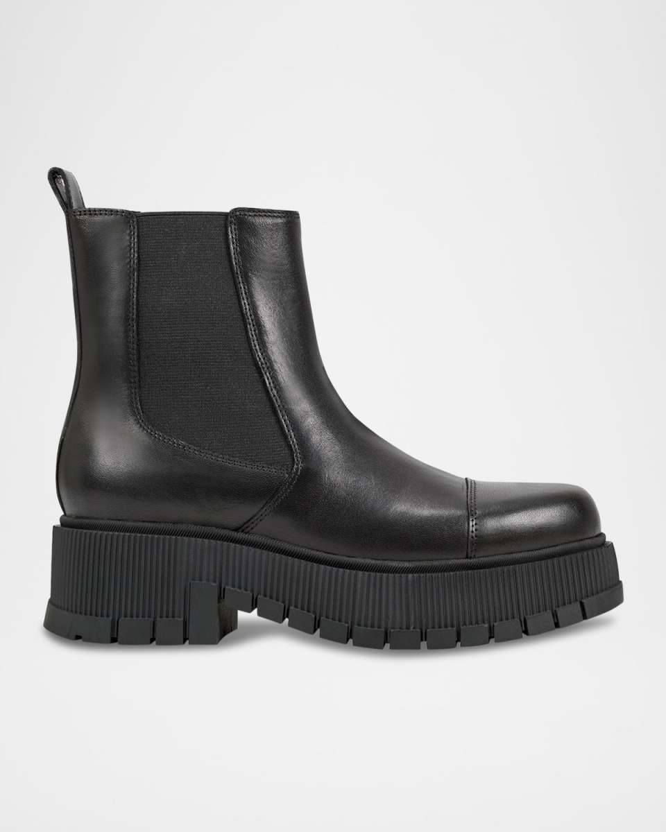 Leather Lug-Sole Chelsea Booties