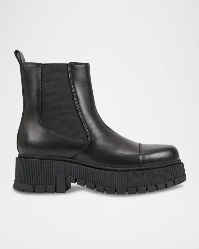 Leather Lug-Sole Chelsea Booties