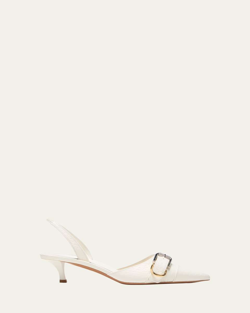 Voyou Leather Buckle Slingback Pumps