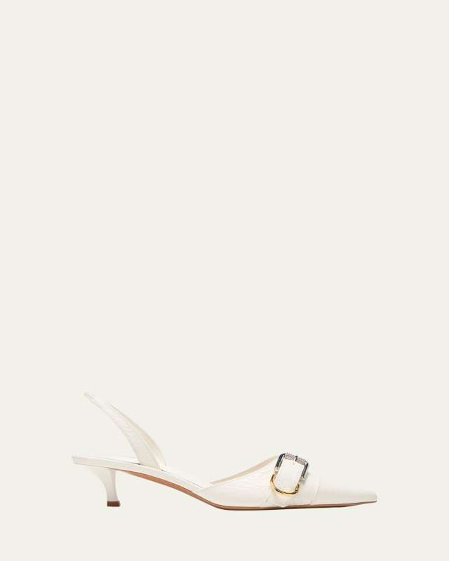 Voyou Leather Buckle Slingback Pumps