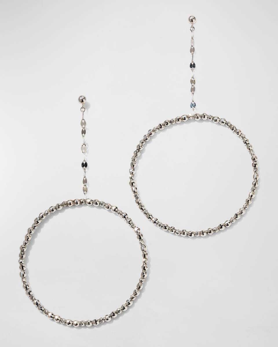 Platinum Drop Hoop Earrings