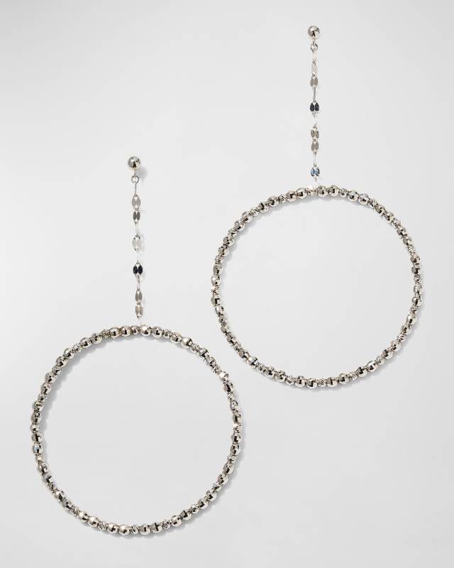 Platinum Drop Hoop Earrings