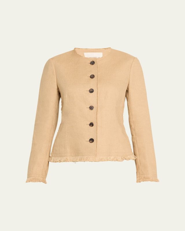 Fringe-Trim Linen Jacket