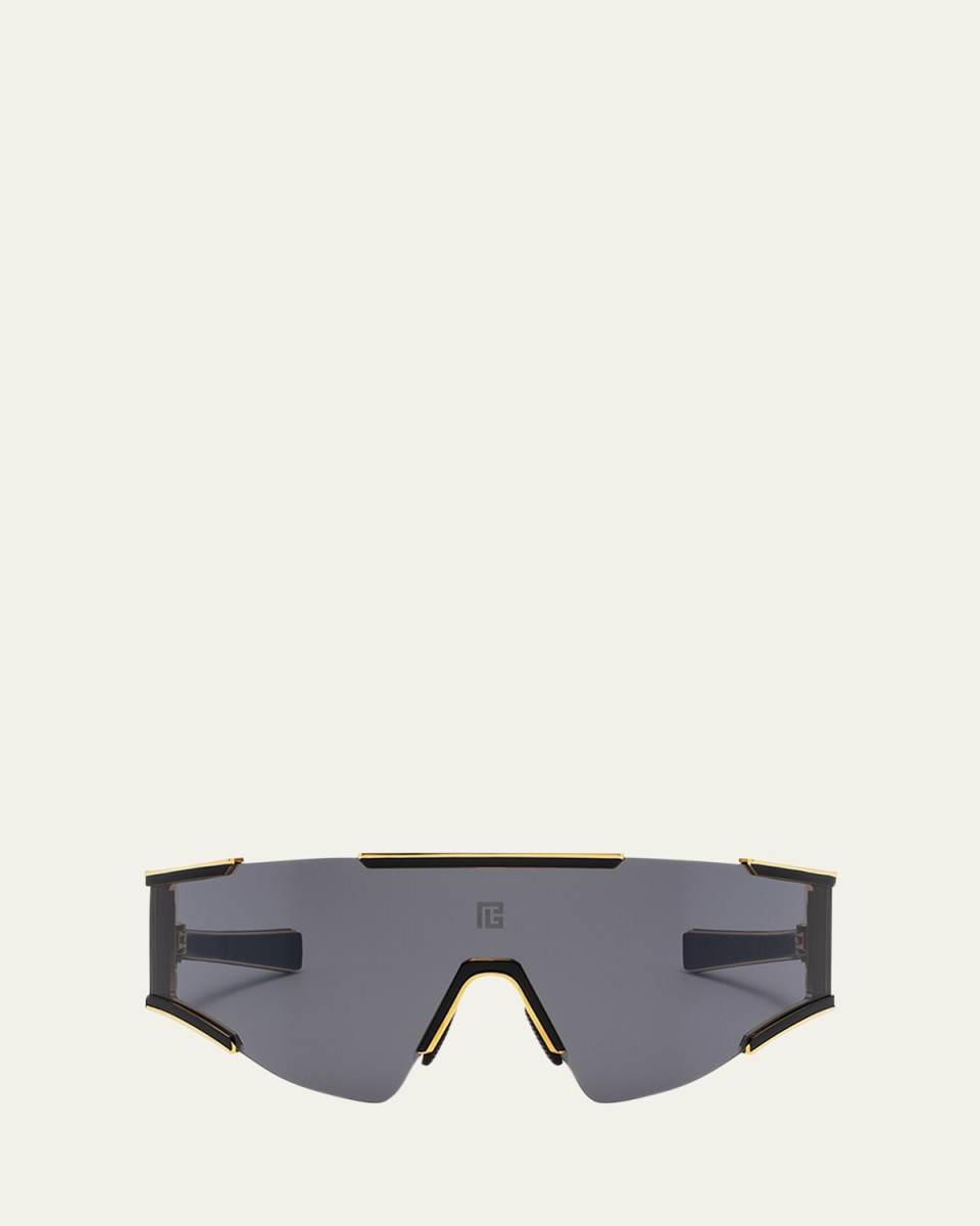 Logo Acetate & Titanium Shield Sunglasses