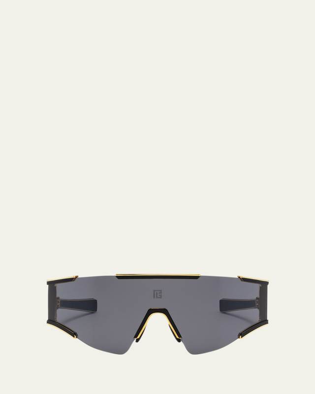 Logo Acetate & Titanium Shield Sunglasses
