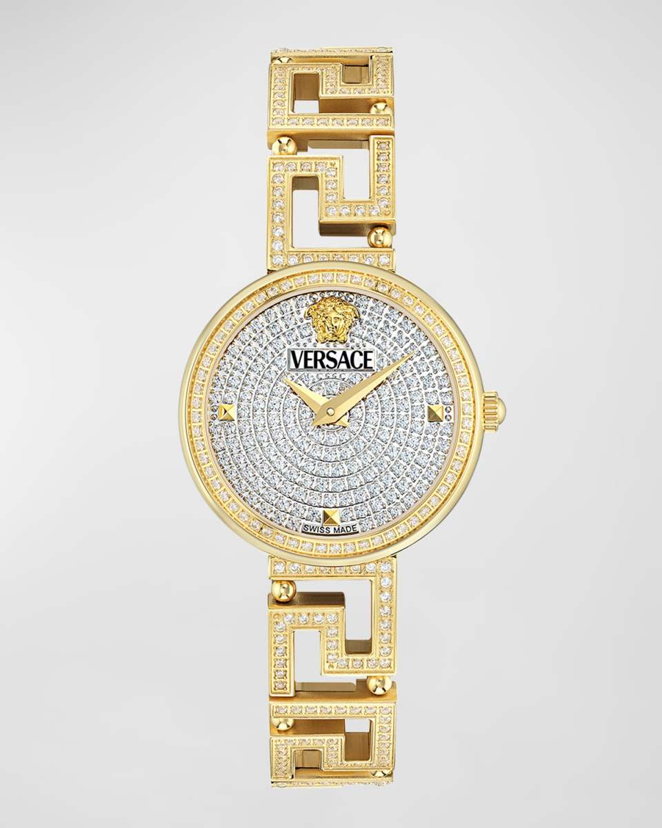 28mm Greca Goddess Bracelet Watch with Diamonds