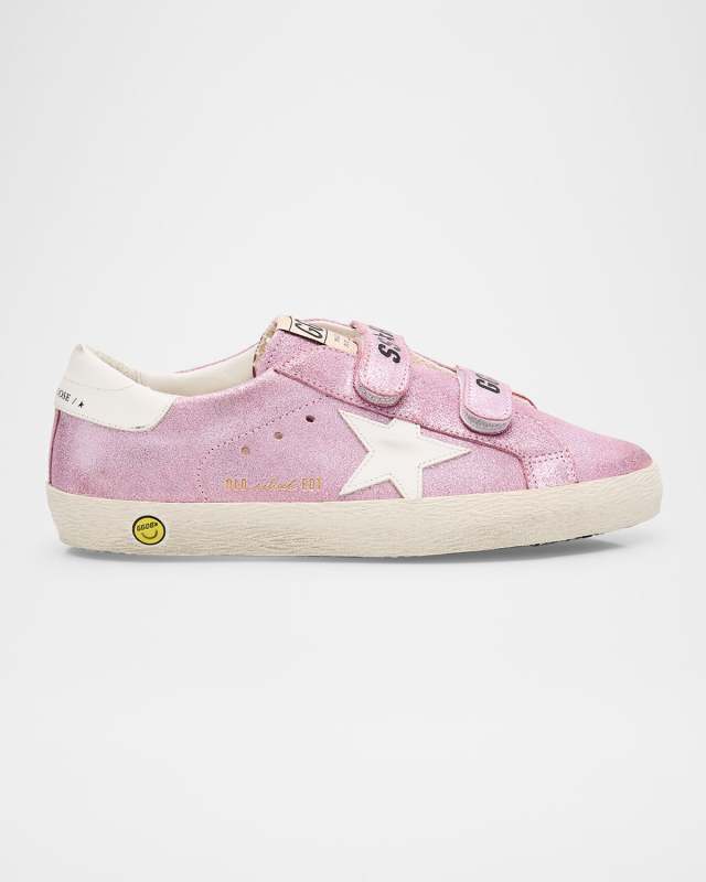 Girl's Old School Glitter Dual-Grip Sneakers, Baby/Toddler